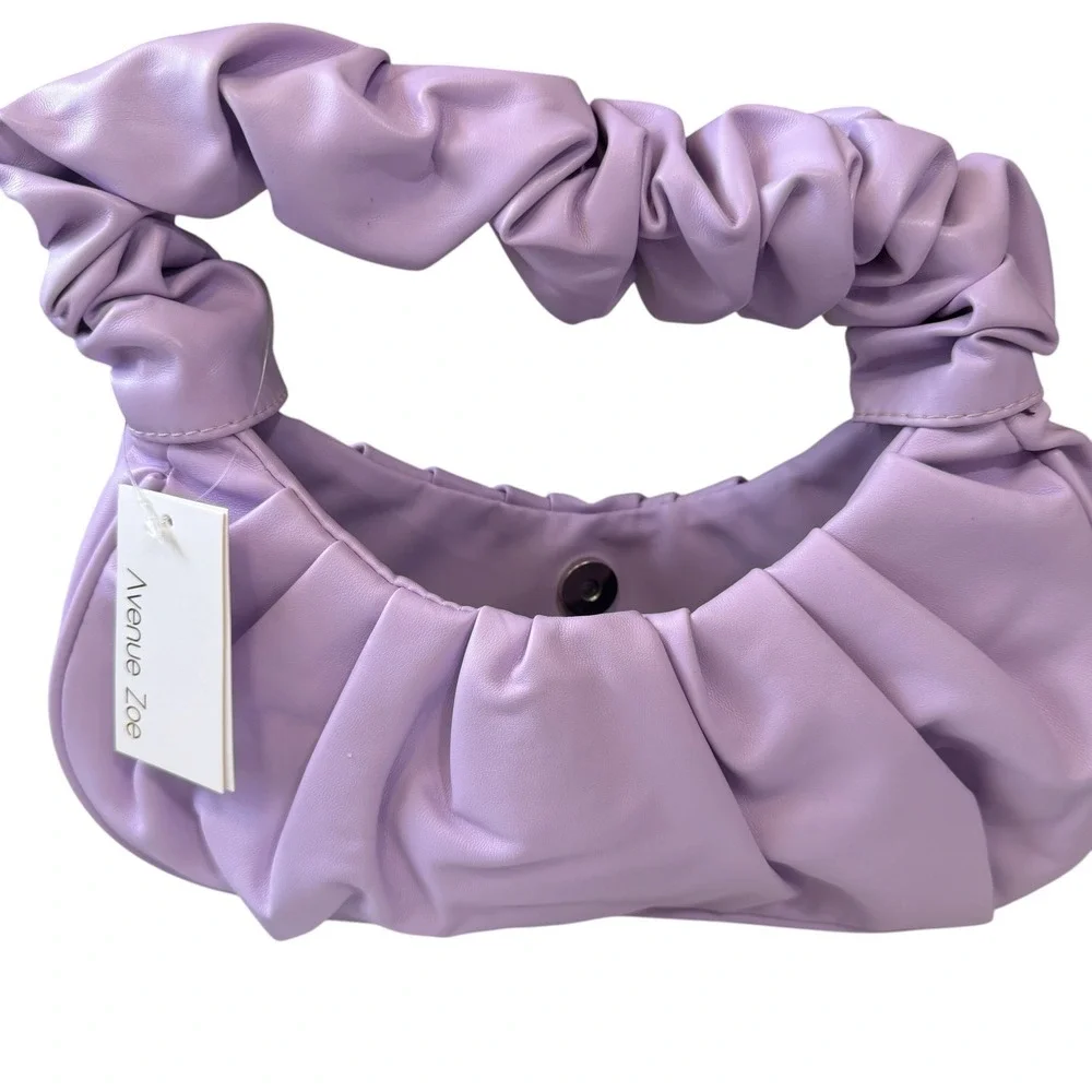 Avenue Zoe Lavender Ruched Hobo Shoulder Bag Y2K Coquette Soft Girl‎ NWT